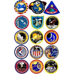Sheet of All 15: Small Apollo Mission Stickers (1.5 inch Tall) Vinyl Decal Set NASA Space Shuttle Cell Laptop Scrapbook USA Made