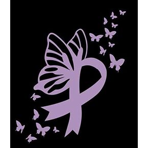 Butterfly Testicular Cancer Ribbon Vinyl Decal | Lavender | Made in USA by Foxtail Decals | for Car Windows, Tablets, Laptops, Water Bottles, etc. | 3.7 x 4.5 inch