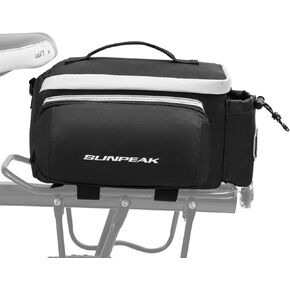 Bike Rear Rack Bag Waterproof Ebike Mountain Bicycle Saddle Bag 12L Cycling Pannier Trunk with Reflector & Shoulder Strap for Commuter Travel Outdoor