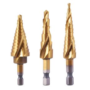 Step Drill Bits, 6PCS (50 Sizes) HSS Step Unibit Drill Bits with Automatic Center Punch, Double Cutting Blades, High-Speed Steel, Multiple Hole Stepped Up Bits for DIY Lovers with Aluminum Case