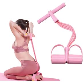 Yoga Strap Bodybuilding Expander ，4-tube elastic multi-functional tension rope，Natural latex tension rope，at Home Fitness，Leg Stretching Slimming Training
