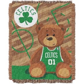 Officially Licensed NBA Boston Celtics Half Court Woven Jacquard Baby Throw Blanket, 36" x 46", Multi Color