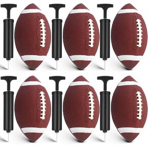 6 Pcs Youth Footballs Bulk Official Size 9 with 6 Pcs Pump Composite Leather Football for Kids Youth Junior Adult College Team High School Training Practicing Indoor Outdoor