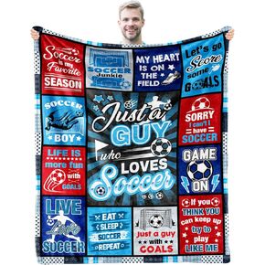 Soccer Blanket Gifts for Boys, Soft Cozy Flannel Throw Blanket for Soccer Lovers Gifts, Football Blanket 50"*60", Christmas, Holiday, Thanksgiving Gifts