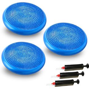 3-Pack Wiggle Seat Wobble Cushion with Pump, Stability Balance Disc for Core Strengthening, Exercise and Therapy, for Adults & Kids (8 Color)