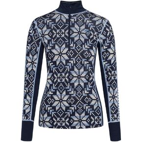 Kari Traa Women's Else Half Zip Base Layer - Premium 100% Merino Wool Shirt, Royal, Small