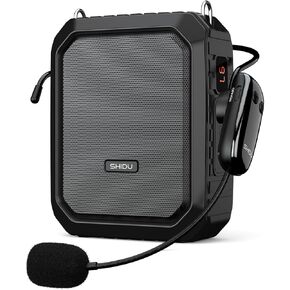 SHIDU Voice Amplifier for Teacher with Wireless Microphone Headset, Professional Power Bluetooth Amplifier, IPX5 Waterproof Portable Speaker and Megaphone for Tour Guide, Speech, Yoga, Meeting