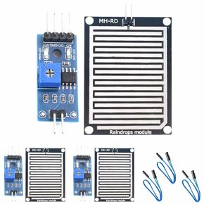 3Pcs Btree Water Sensor Rainwater Module Rain Detection Module 3.3V-5V Rainwater Foliar Sensitivity Sensor Rain Water Raindrops Detection Sensor Module Control Module Wire for Arduino UNO Smart DIY
