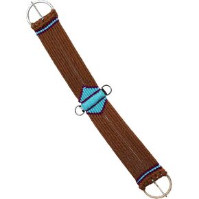 CHALLENGER Western Horse Tack 25-Strand Roper Saddle Cinch Girth Brown Turquoise 9796