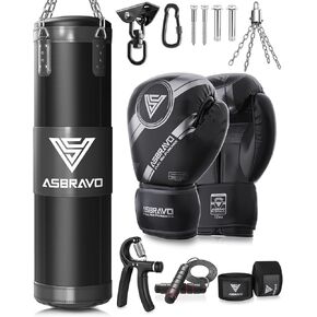 Punching Bag for Adults, 4ft Oxford Heavy Boxing Bag Set 12OZ Gloves for MMA Muay Thai Kickboxing Training Home Gym, Martial Art (Unfilled)