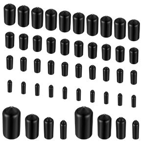 48 Pcs Round Rubber End Caps, Rubber Screw Caps Black Screw Thread Protectors, Screw Covers Caps, Black Rubber Caps for Bolts Screws Metal Tube Rod Caps(3/25 Inch to 12/25 Inch, 4 Sizes)