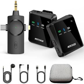 3 in 1 Wireless Lavalier Microphone for iPhone iPad Android Camera - 25 H Lapel Microphone USB C Clip On Mic with Noise Reduction for Video Recording Vlogging YouTube