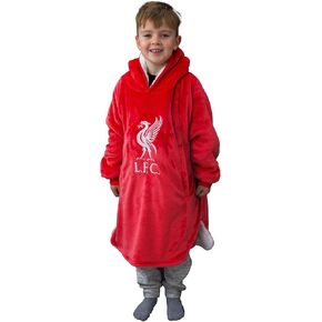 Character World Liverpool FC Official Hugzee Wearable Hooded Fleece, Super Warm Premium Sherpa Lined, Liverpool FC Design