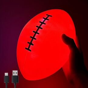 Rechargeable Glow in The Dark Football Light Up LED Ball Perfect for Evening Play,Camping and Beach Fun Outdoor Games Gifts Teen Birthday, Ideas Men/Teens