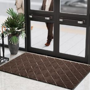 COCOER Commercial Grade Floor Mat, Entrance Floor Mat Rubber Border, 3' X 5' Brown Outdoor Door-Mat Commercial-Floor-Mat Muddy Dirt Resist, Heavy Duty Commercial Entry-Mat Entryway-Rug Indoor