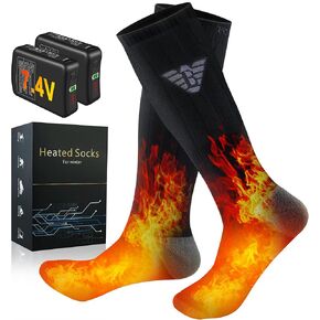 Heated Socks for Men Women - 160℉ / Work 5-10 H 7.4V Heating Socks Rechargeable for Hunting Camping Hiking Black