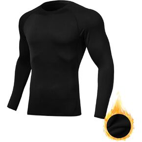 Mens Thermal Compression Shirts Running Long Sleeve Shirts Fleece Lined Undershirts Winter Cold Weather Base Layer