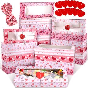 20 Pcs Valentines Day Cookie Boxes with Window 16 x 6.5 x 2.5 Inch Valentine's Treat Boxes Bakery Candy Cupcakes Desert Container for Pastries Packaging Wedding Party Supplies Gift Giving (20)