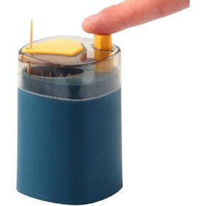 Toothpick Holder Dispenser, Pop-Up Automatic Toothpick Dispenser, Toothpick Storage Box (Blue)