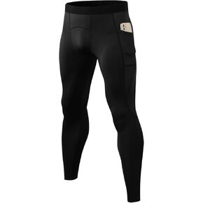 Men's Compression Pants with Pockets - Cool Dry Athletic Sports Base Layer Tights Leggings for Cycling Running