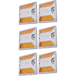 YARNOW 6 Pcs Reflective Casting Reflective Pavement Markers Reflective Stickers Street Markers Cat Eye Reflector Reflectors Reflective Tape Road Stud Markers Aluminum Accessories Triangle