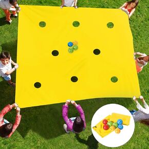 أنشطة تمرين بناء الفريق من Sonyabecca Hole Tarp، ألعاب العمل الجماعي، التعلم الجماعي، متعة اللعب باللون الأصفر