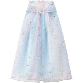 XEPST Princess Hooded Cape Colorful Princess Cloak, Princess Fancy Dress Accessories Sparkling Sequins Cape for Girls