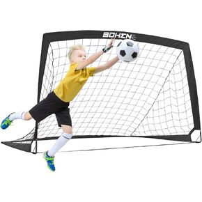 BOHEN 6x4FT/9x5FT/5x3FT Portable Soccer Goal for Kids Backyard with Carry Bag - Easy Folding Lightweight Fun for Outdoor Indoor Training Games for Teen Youth Adult