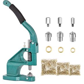 BEAMNOVA Grommet Tool Kit Hand Press Eyelet Setter Machine 1/4, 3/8, 1/2 Inch (6, 10, 12 mm) Setting Dies, 1500 Golden Grommets