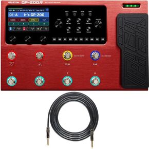 VALETON GP-200R Red Multi Effects Processor + 10ft Cable Bundle Guitar Bass Pedal with Expression Pedal FX Loop MIDI I/O Amp Modeling IR Cabinets OTG USB Audio Interface