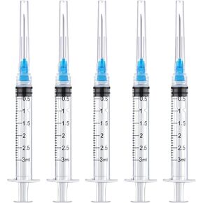 20Pack 3ml Syringes with Needle 23Ga 1.5 inch Needle Luer Lock Syringe Individually Packaged for Scientific Labs, Liquids Refilling and Measuring