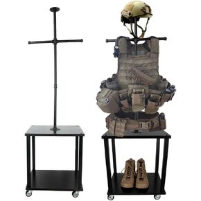 body armor stand,Tactical Military Gear Stand, Tactical Gear Support Stand Helmet Vest Belt Rack, Motorcycle Helmet Holder Stand Display Organizer(Black)