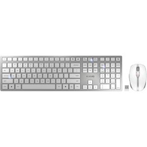 CHERRY DW 9100 Slim Wireless Keyboard and Mouse Set Combo Rechargeable with SX Scissor Mechanism, Silent keystroke Quiet Typing with Thin Design for Work or Home Office. (White & Silver) (Renewed)