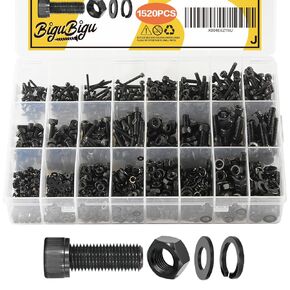 1520Pcs Metric Screw Assortment,M2 M3 M4 M5 Metric Bolt Assortment,304 Stainless Steel Metric Machine Screws,Hex Socket Head Cap Screws Nuts and Bolts Assortment Kit with Flat & Lock Washers