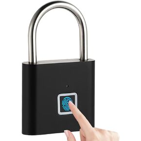 Fingerprint Padlock, Locker Lock, Keyless Biometric Padlock Fingerprint Lock Combination Gate Locks for Outdoor Storage Gym Lock USB Rechargeable - Silver