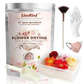 Silica Gel Flower Drying Crystals, 2LBS Flower Drying Silica Gel Crystals, Rechargeable Flower Preservation kit, 8 in1 Moisture Absorbers Silica Crystals Beads for DIY Wedding Bouquet Flower