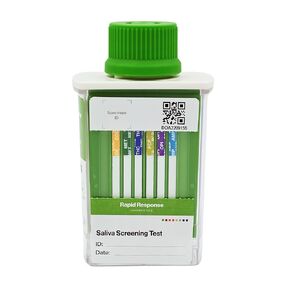 Rapid ResponseTM 6 Panel Multi Drug Saliva Test Cup D6.3.1-2FC1 Rapid Test for 6 Drugs Including Marijuana (THC), Cocaine, and Opiates.