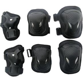 Adult Unisex Outdoor Sports Knee Elbow Wrist Protective Pads Set for Skateboard Cycling Roller Skating Cattle Head Style Durable Safety Protective Gear Pads Set