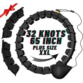 65inch 32 Knots Plus Size Quiet Weighted Hula Infinity Fitness Detachable Hoops Smart Silent Infinity Hula for Women 2 in 1 Waist and Abdominal Workout Hoop