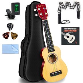 Ukulele, Soprano 21 Inch Ukelele Lotkey Ukeleles for Beginners Rainbow String Kit (Ukalalee Strap Cloth Tuner Bag Picks Manual) (basswood)