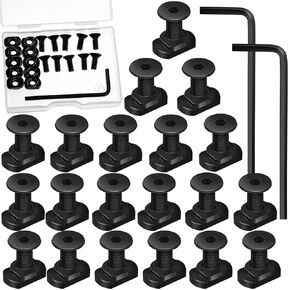 T Nut Screw Replacement Sets Compatible with Standard Rail Systems Waterproof and Rust Proof Screws Hardware Accessories with Thread Locking Screws, Wrench and Nuts(20 Set)
