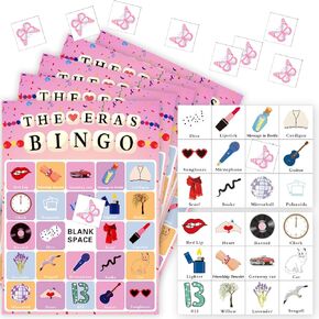 عيد ميلاد Era Party Bingo Games TS ألعاب حفلات أعياد الميلاد ESAS Party Favors TS Party Supplies ERAS Themed Bingo Cards 24 لاعبًا لـ Taylor Party Favors