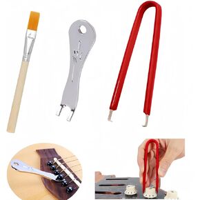 Electric Guitar Knob Cap Puller, Guitar String Nail Peg Pulling Puller, Guitar Bridge Needle Extractor With Cleaning Brush