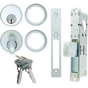 Mortise Cylinder Deadlock Bolt with Keys | Thumbturn Cylinder Adams Rite Replacement Parts | Mortise Lock Replacement Kit for MS1850S Series Locks | Aluminum Finish - 1-1/8" Backset