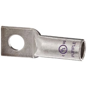 94074 Short Barrel Compression Lug, 1 Hole, Copper, 4/0 Str. Wire Range, Purple Color Code, 1/4" Stud Size