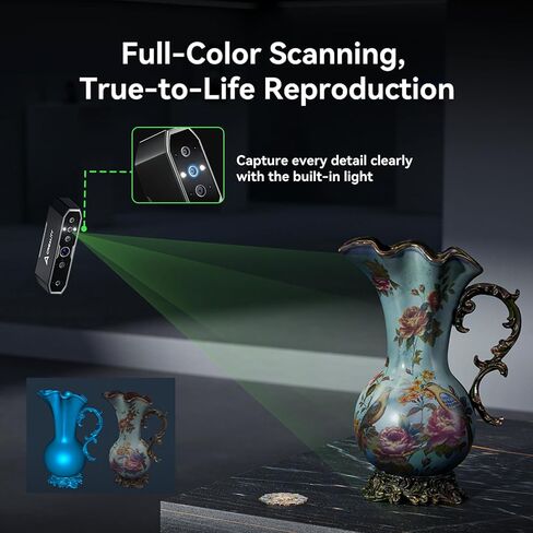 ماسح ضوئي Creality CR-Scan Otter ثلاثي الأبعاد، نظام ستيريو رباعي العدسات لمسح كامل الألوان للأشياء/الجسم/الوجه مقاس 10-2000 مم، دقة تصل إلى 0.02 مم وسرعة 20 إطارًا في الثانية، ماسح ضوئي ثلاثي الأبعاد محمول للطابعة ثلاثية الأبعاد (MacOS/Windows) in Kuwait