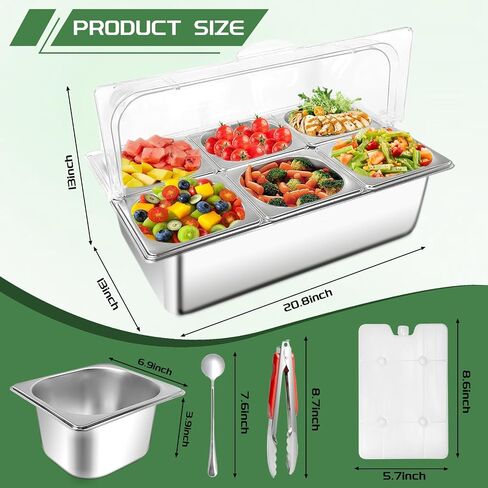 Countertop Food Serving Display Container with Clear Roll Top Cover, Stainless Steel Buffet Food Serving Tray for Party Restaurant in Saudi Arabia