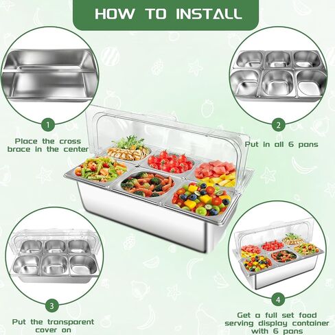 Countertop Food Serving Display Container with Clear Roll Top Cover, Stainless Steel Buffet Food Serving Tray for Party Restaurant in Saudi Arabia