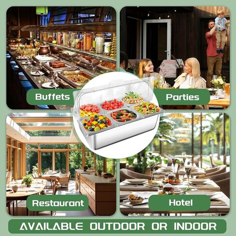 Countertop Food Serving Display Container with Clear Roll Top Cover, Stainless Steel Buffet Food Serving Tray for Party Restaurant in Saudi Arabia