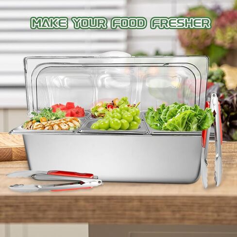 Countertop Food Serving Display Container with Clear Roll Top Cover, Stainless Steel Buffet Food Serving Tray for Party Restaurant in Saudi Arabia